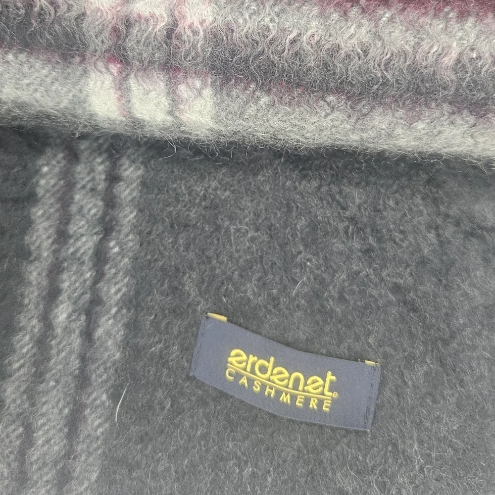 Erdenet Men’s 100% Cashmere Scarf Gray Plaid Soft Warm 64